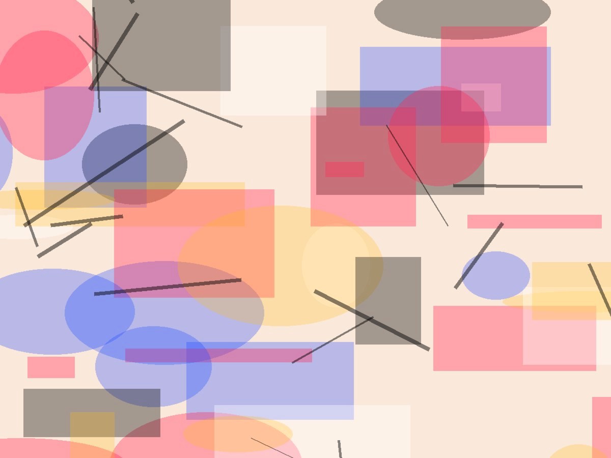 Overlapping painted forms accompanying the Convergence exhibition
